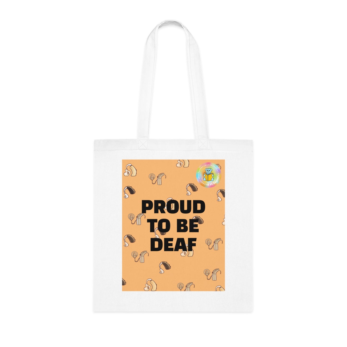 PROUD TO BE DEAF Cotton Tote Bag - One size, White image