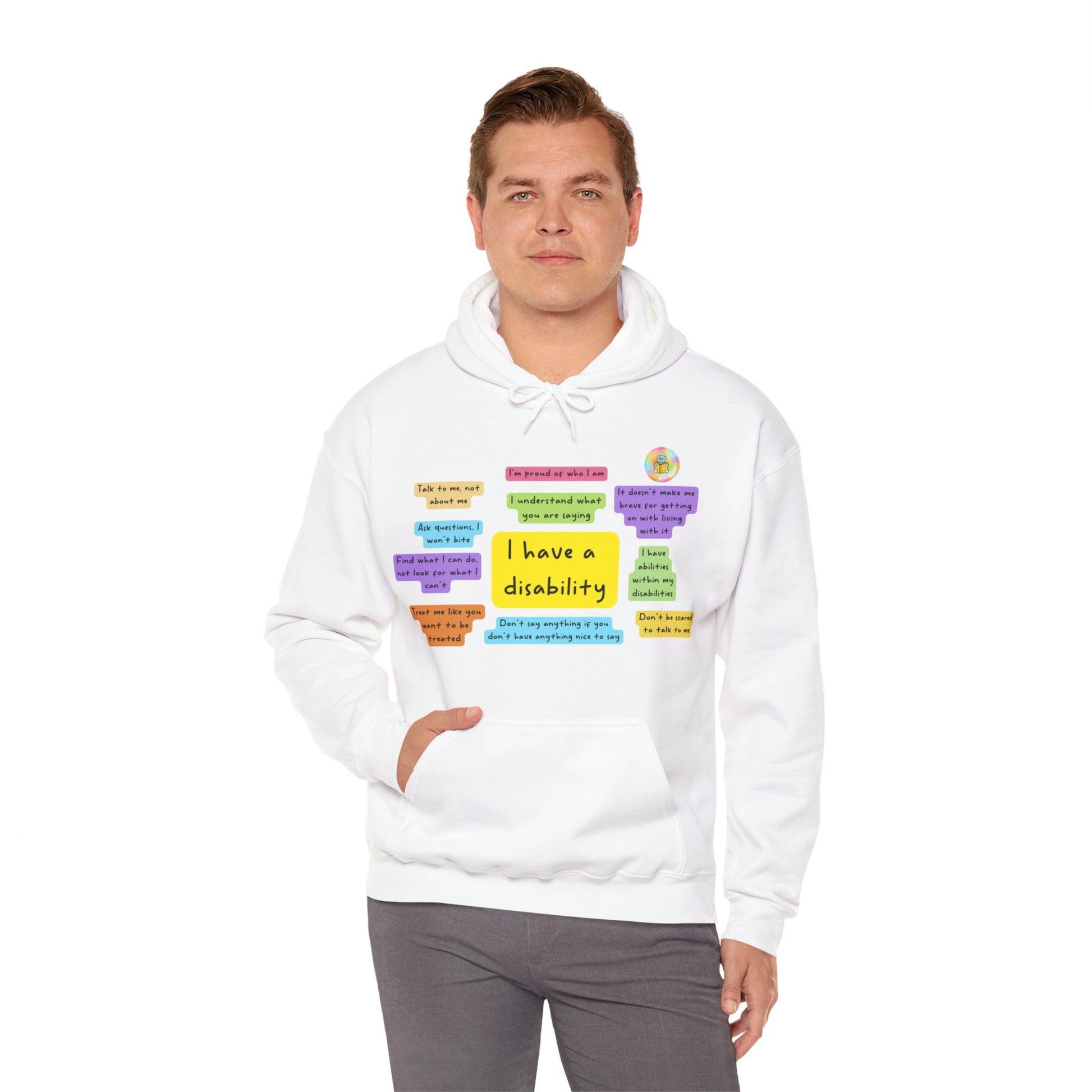 Unisex adult hoodie - I have a disability - front design image 19
