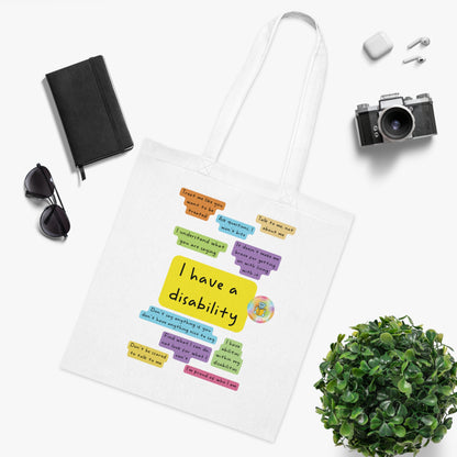 I have a disability statement tote bag