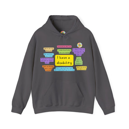 Unisex adult hoodie - I have a disability - front design - Charcoal, S image