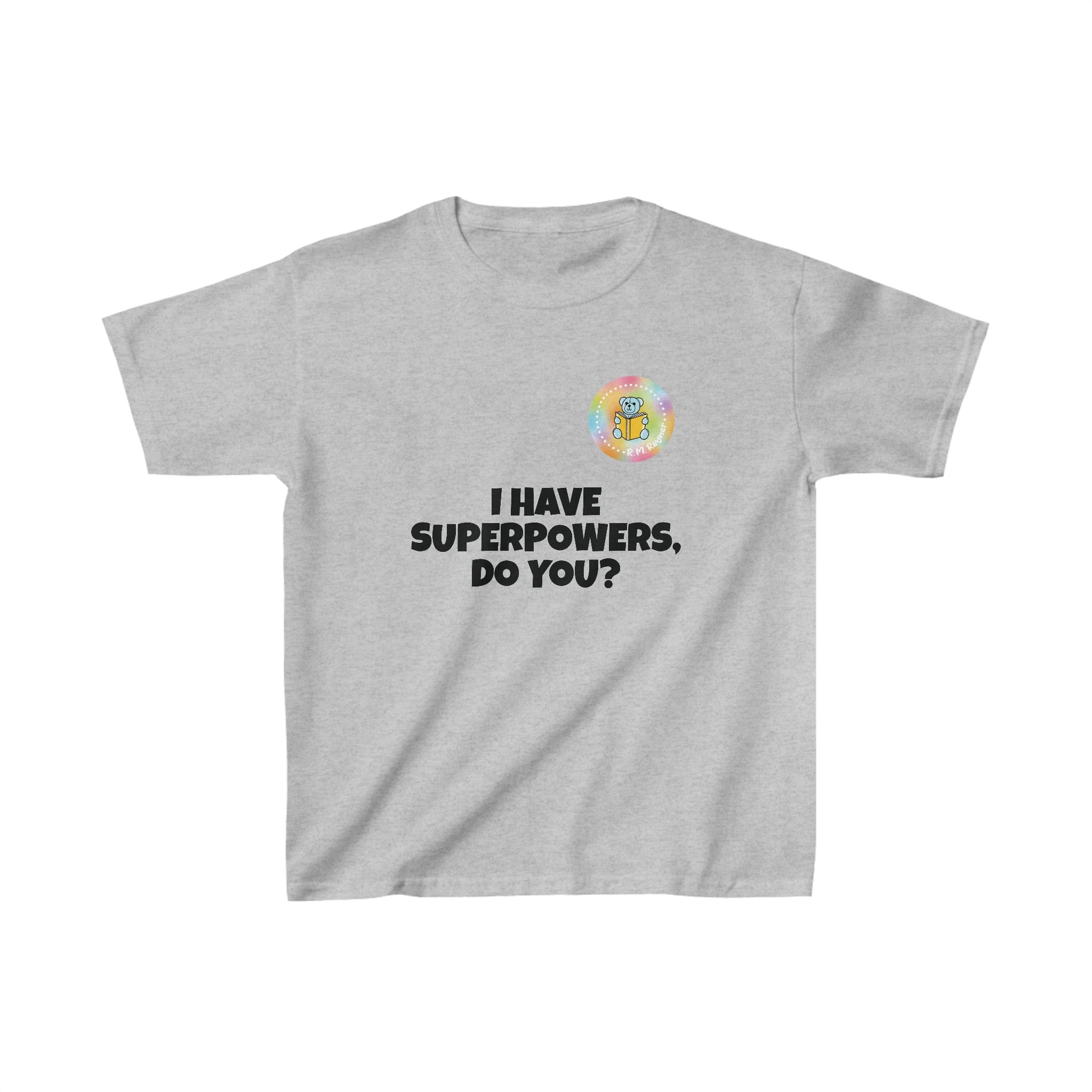 Kids I have superpowers, do you (plain text) t-shirt - L, Sport Grey image