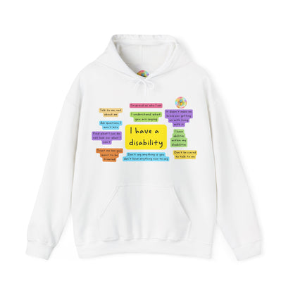 Unisex adult hoodie - I have a disability - front design