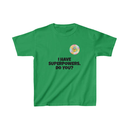 Kids I have superpowers, do you (plain text) t-shirt - M, Irish Green image