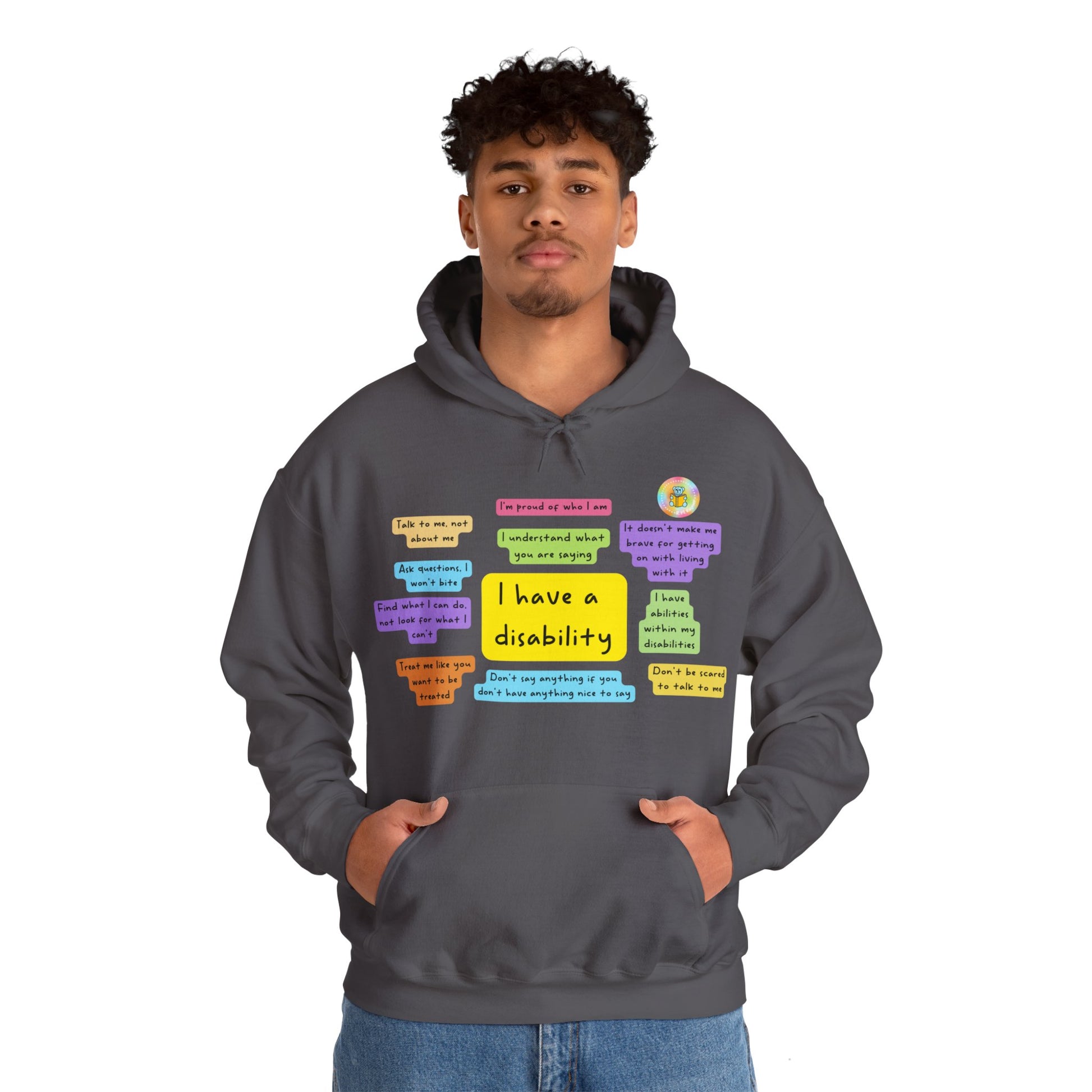 Unisex adult hoodie - I have a disability - front design image 4