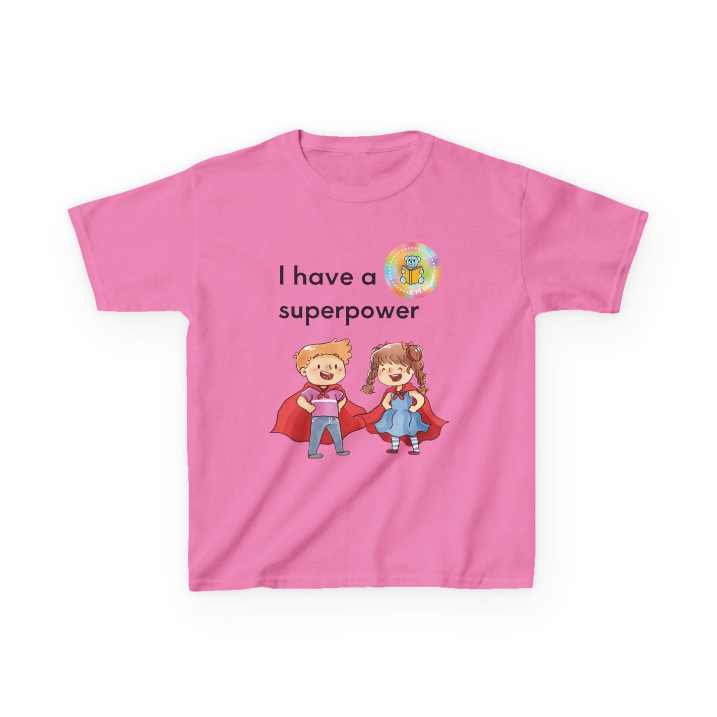 Kids I have SUPERPOWERS with Emily and Freddie characters t-shirt