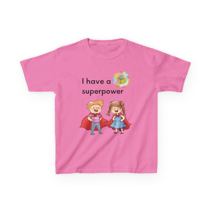 Kids I have SUPERPOWERS with Emily and Freddie characters t-shirt