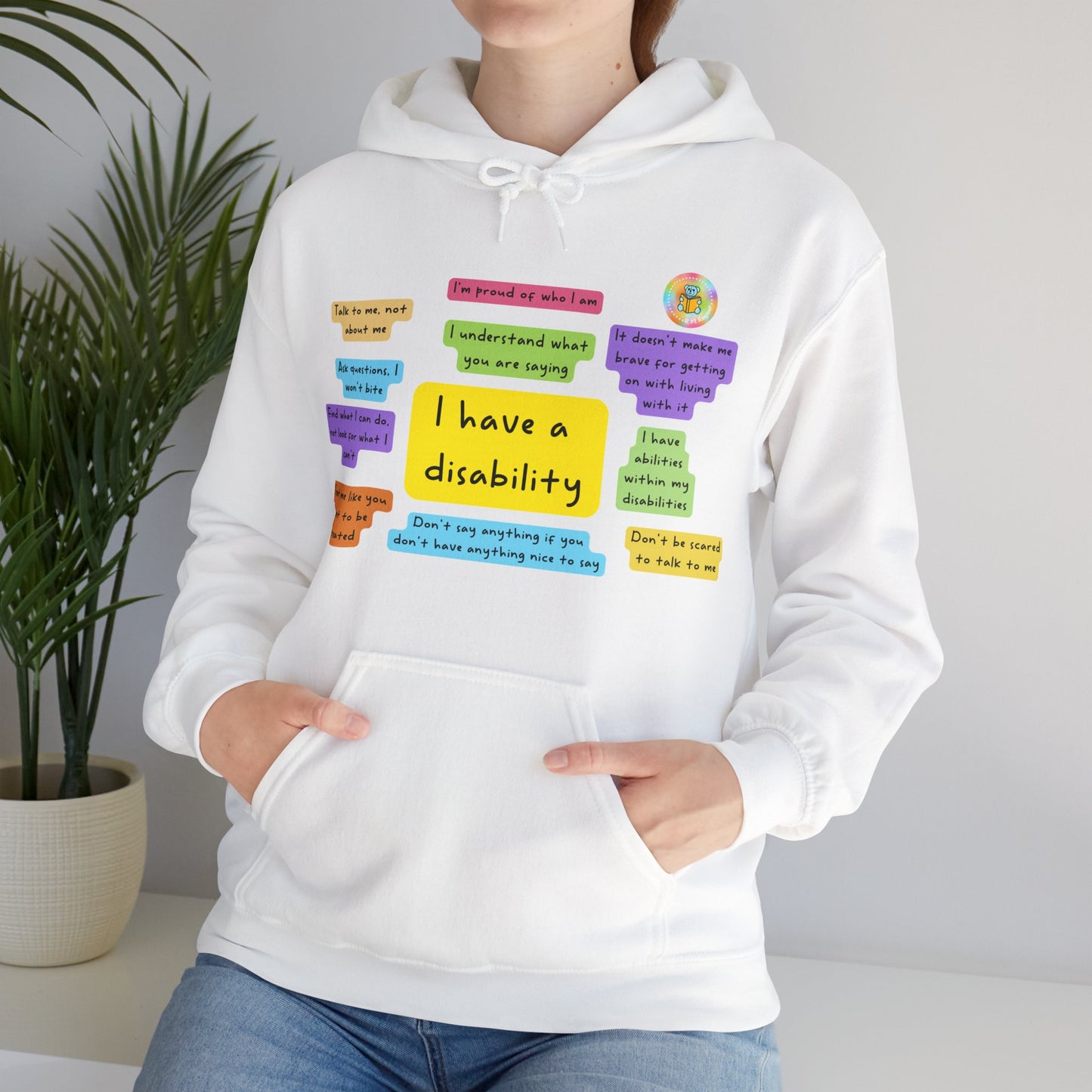 Unisex adult hoodie - I have a disability - front design image 23