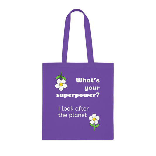 Cotton Tote Bag - What's your superpower? I look after the planet image 0