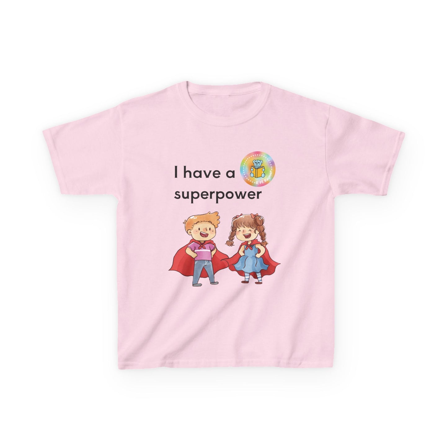 Kids I have SUPERPOWERS with Emily and Freddie characters t-shirt
