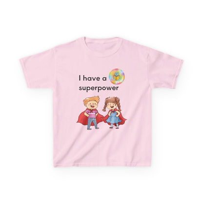 Kids I have SUPERPOWERS with Emily and Freddie characters t-shirt