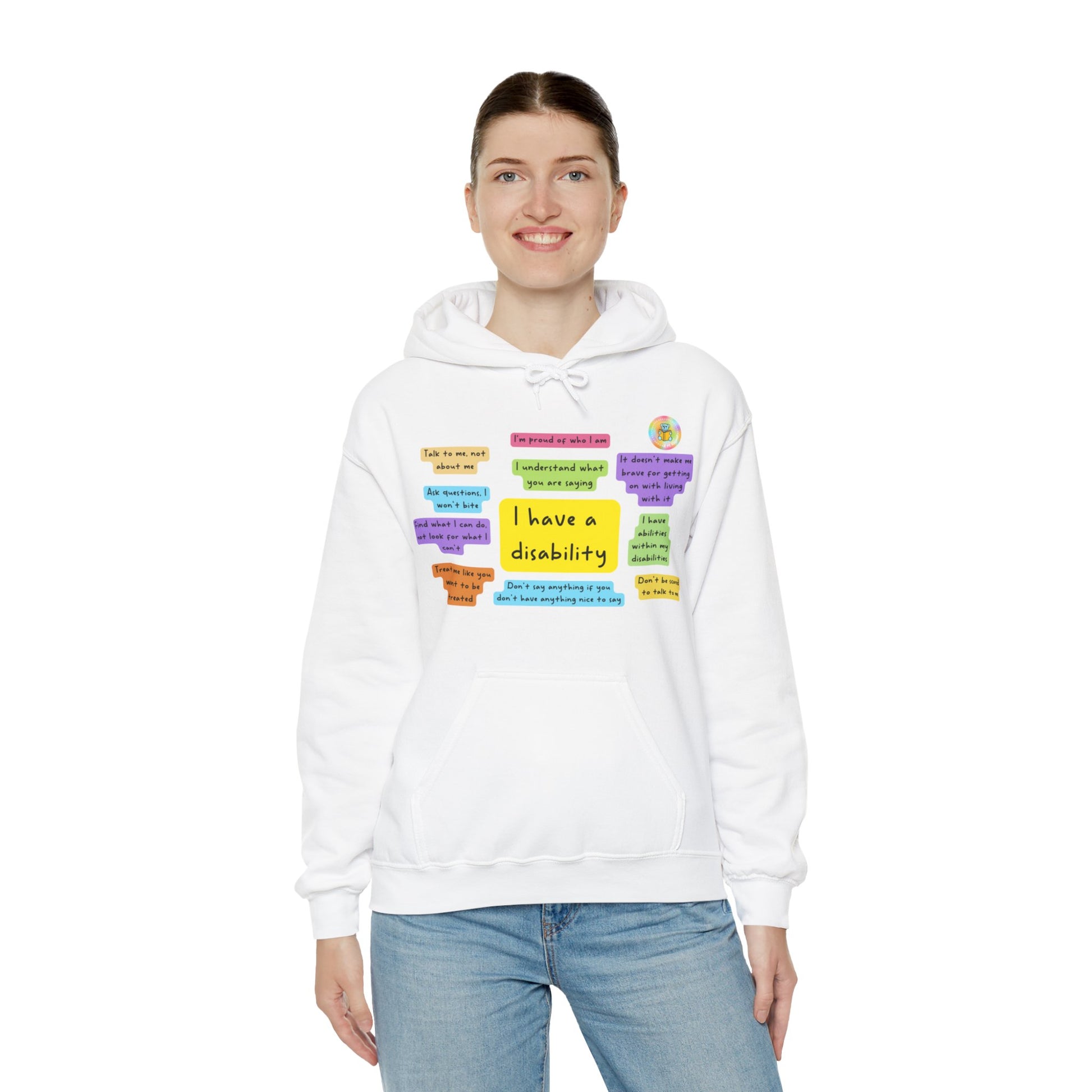 Unisex adult hoodie - I have a disability - front design image 18