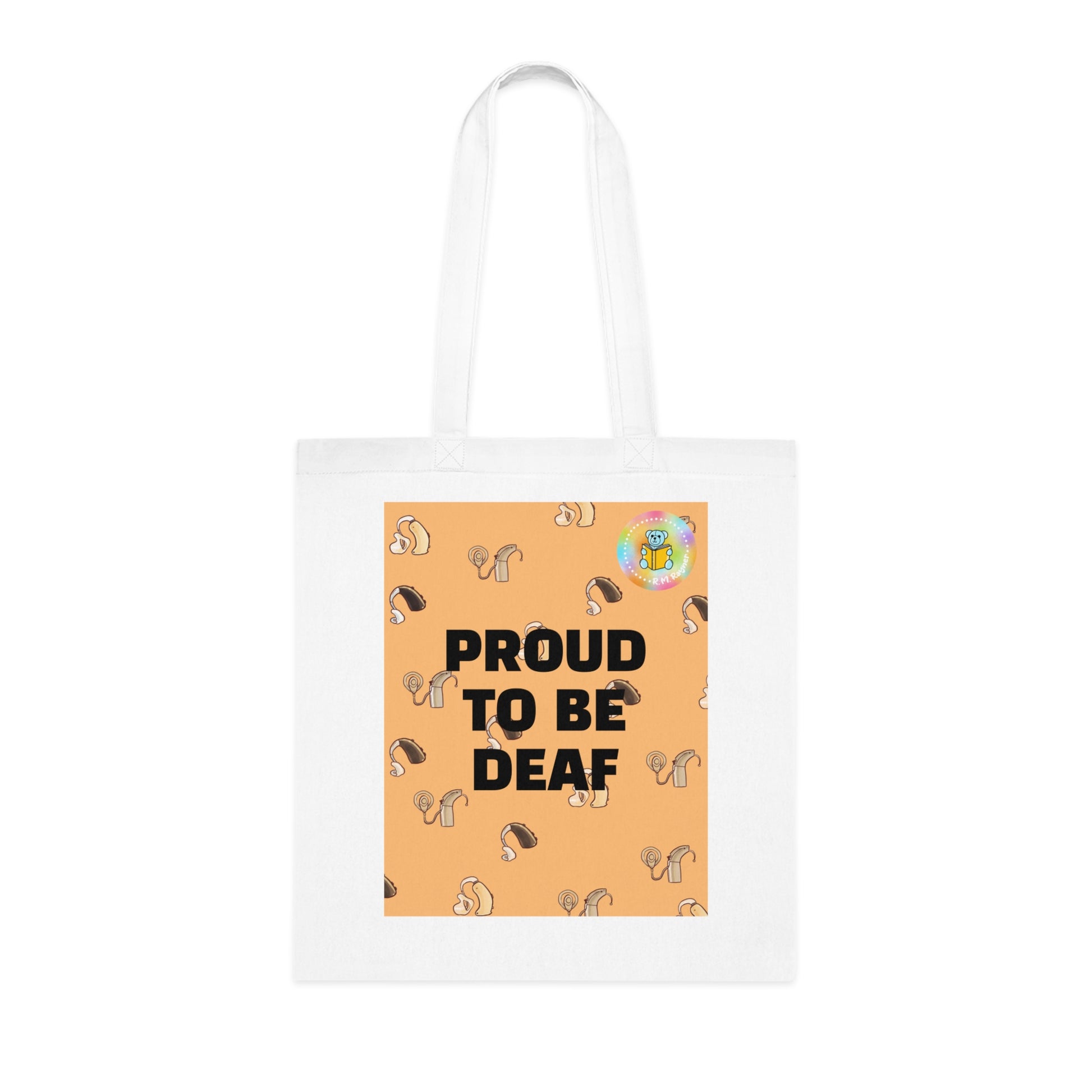 PROUD TO BE DEAF Cotton Tote Bag - One size, White image