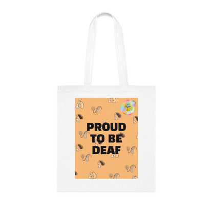 PROUD TO BE DEAF Cotton Tote Bag - One size, White image