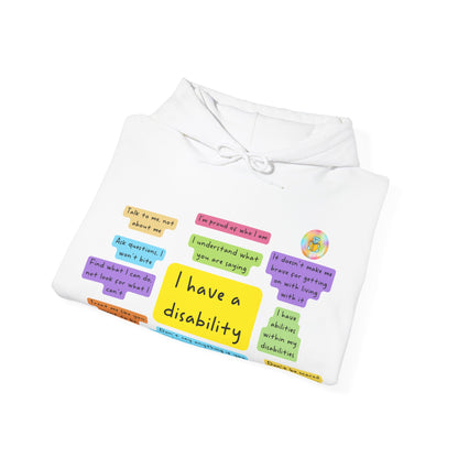 Unisex adult hoodie - I have a disability - front design