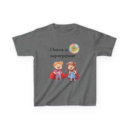 Kids I have SUPERPOWERS with Emily and Freddie characters t-shirt