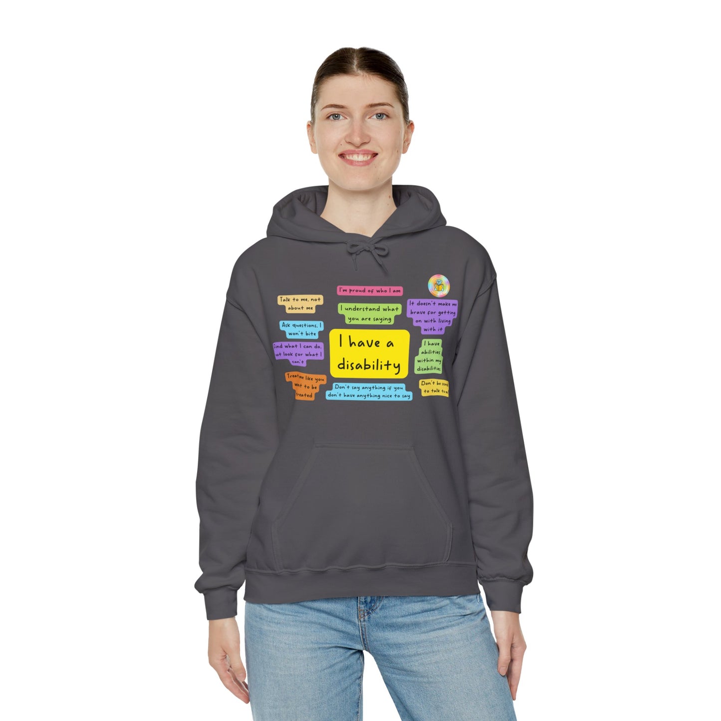 Unisex adult hoodie - I have a disability - front design image 5
