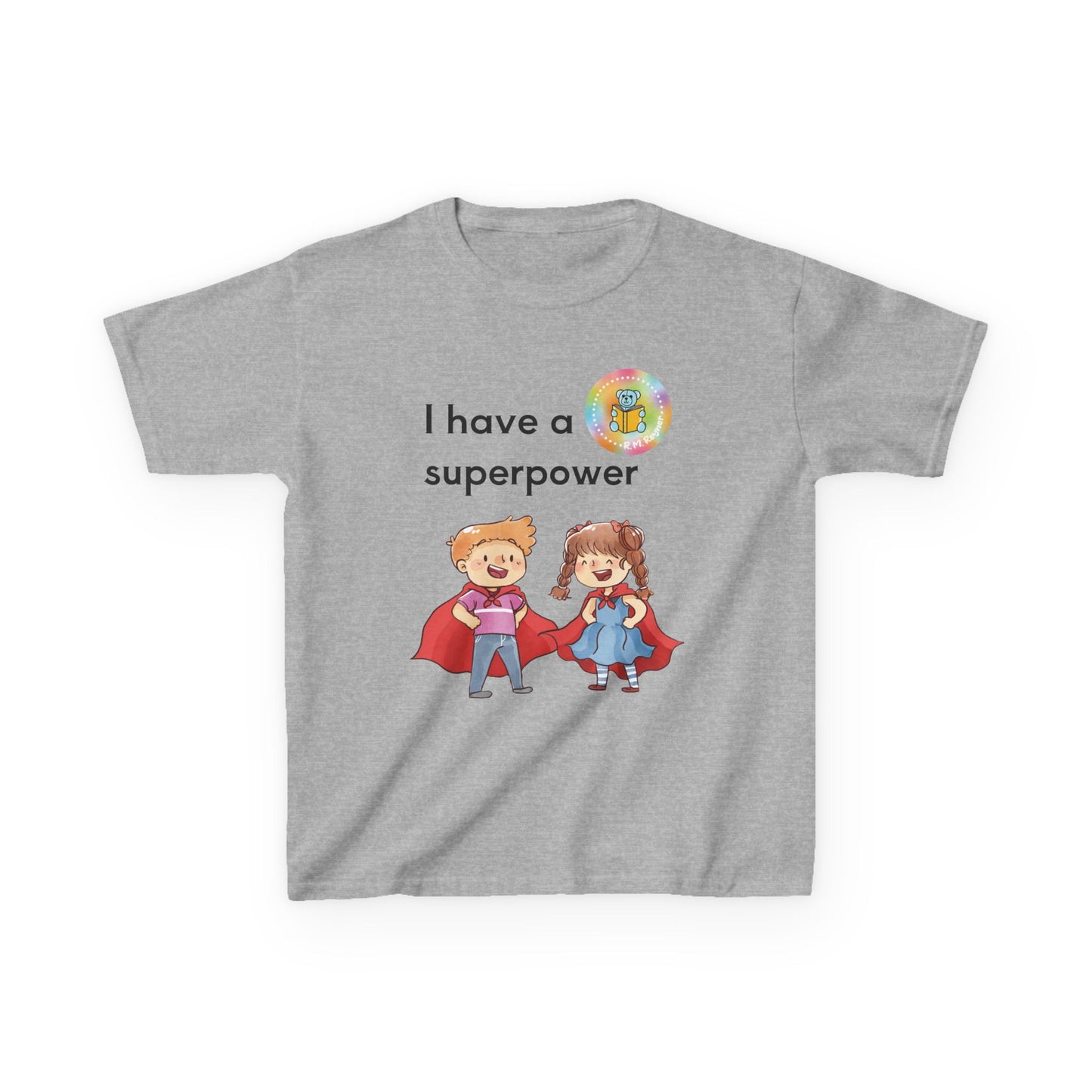 Kids I have SUPERPOWERS with Emily and Freddie characters t-shirt
