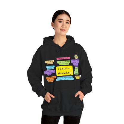 Unisex adult hoodie - I have a disability - front design