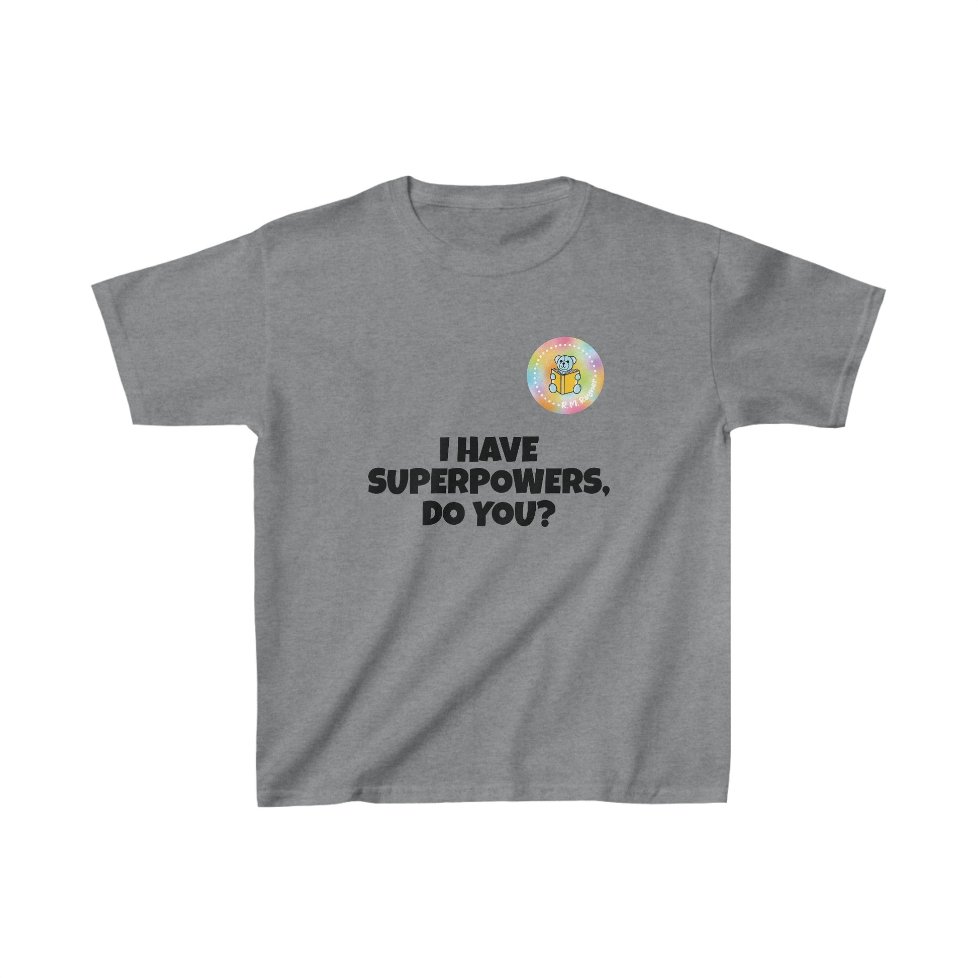 Kids I have superpowers, do you (plain text) t-shirt - XS, Graphite Heather image