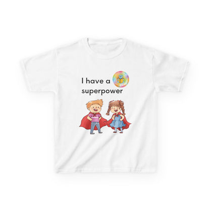 Kids I have SUPERPOWERS with Emily and Freddie characters t-shirt
