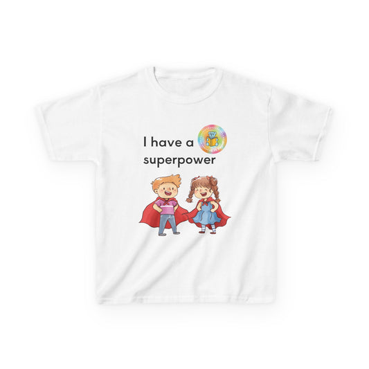 Kids I have SUPERPOWERS with Emily and Freddie characters t-shirt