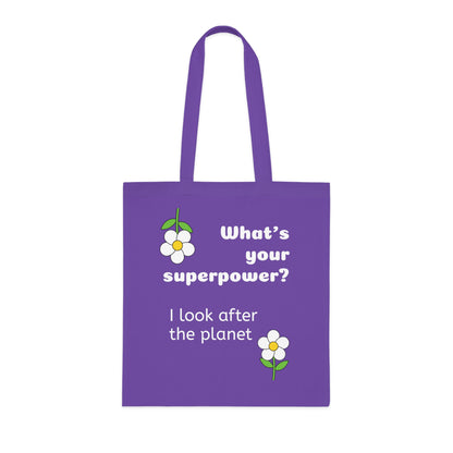Cotton Tote Bag - What's your superpower? I look after the planet - One size, Lavender image
