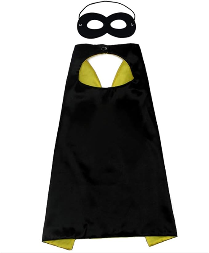 Kids superhero cape & mask - Black & Yellow image