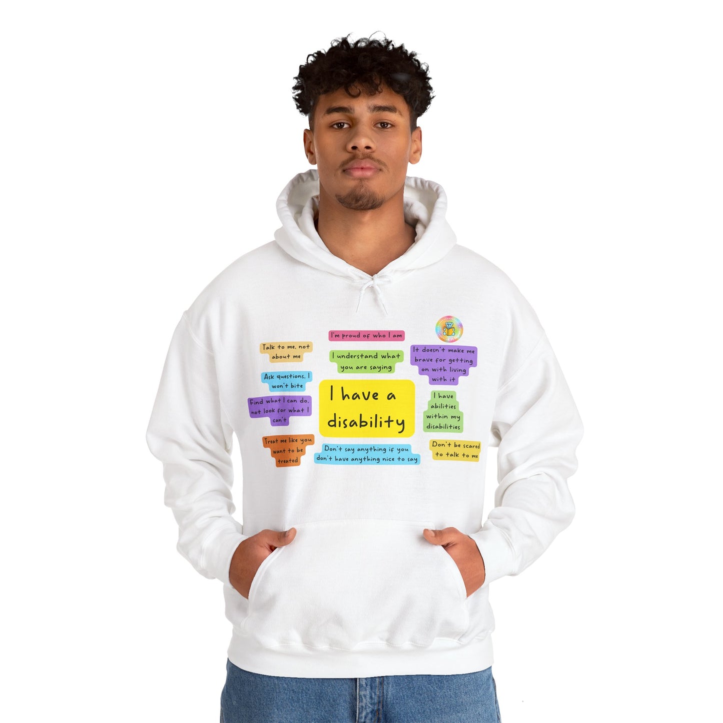 Unisex adult hoodie - I have a disability - front design image 17