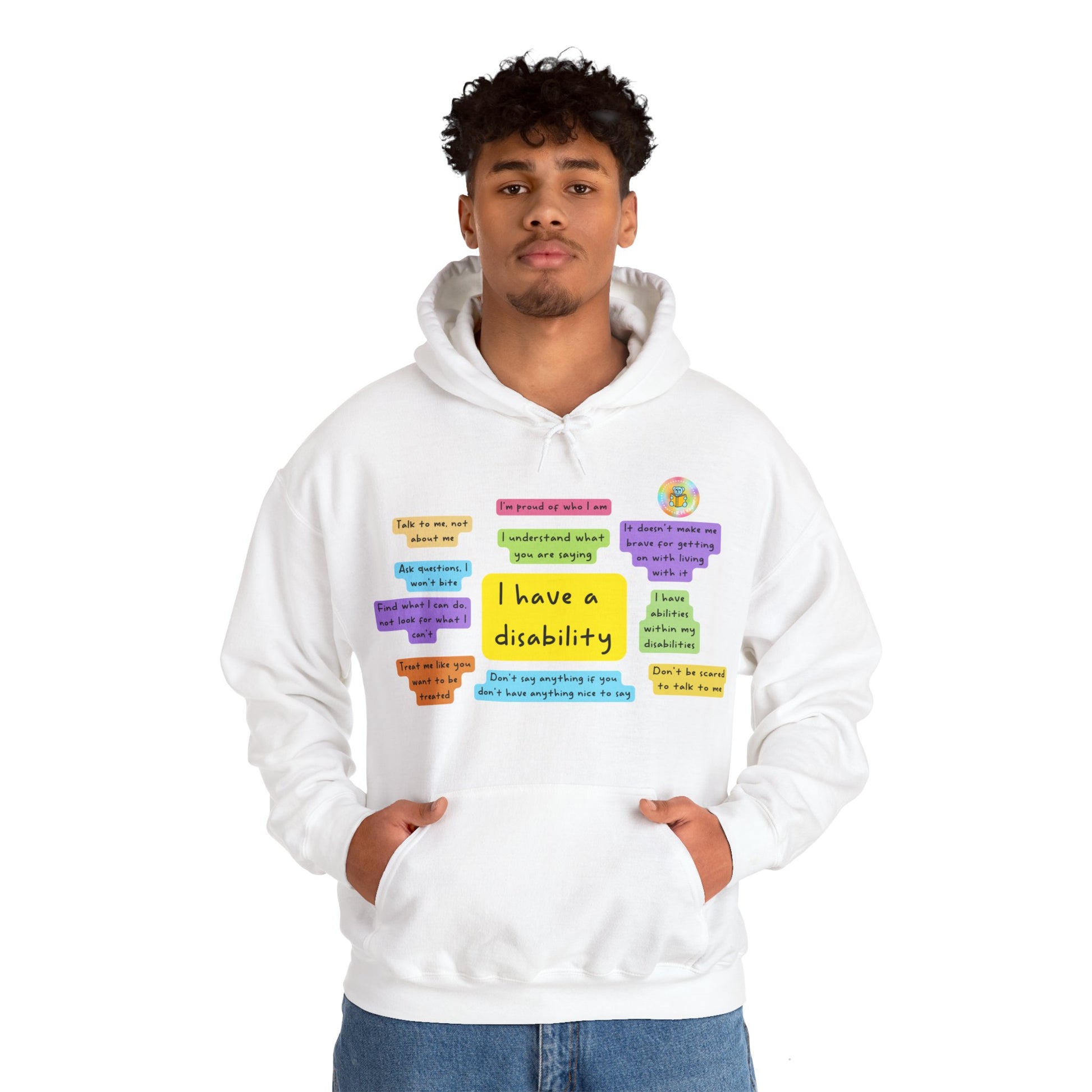 Unisex adult hoodie - I have a disability - front design image 17