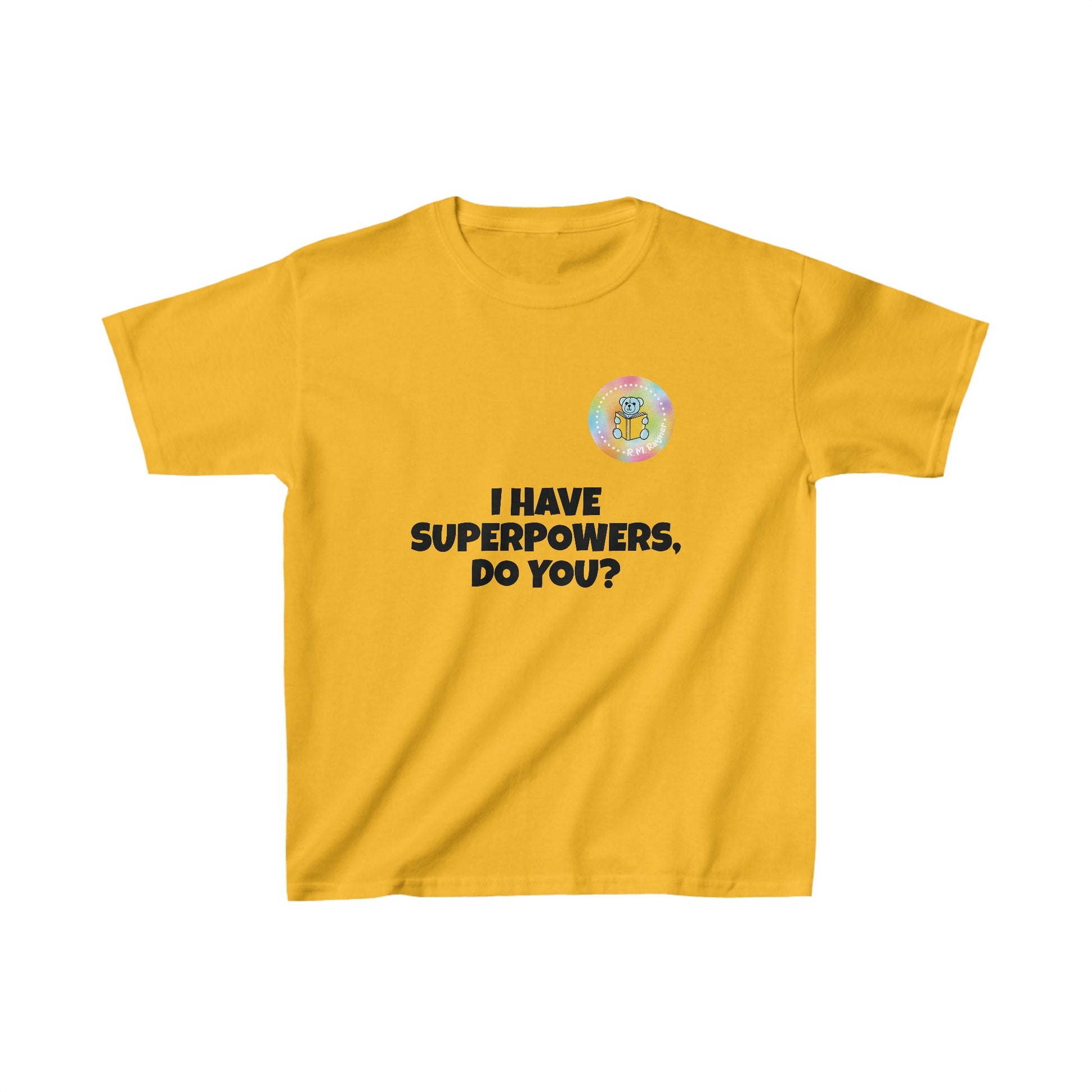 Kids I have superpowers, do you (plain text) t-shirt - M, Gold image
