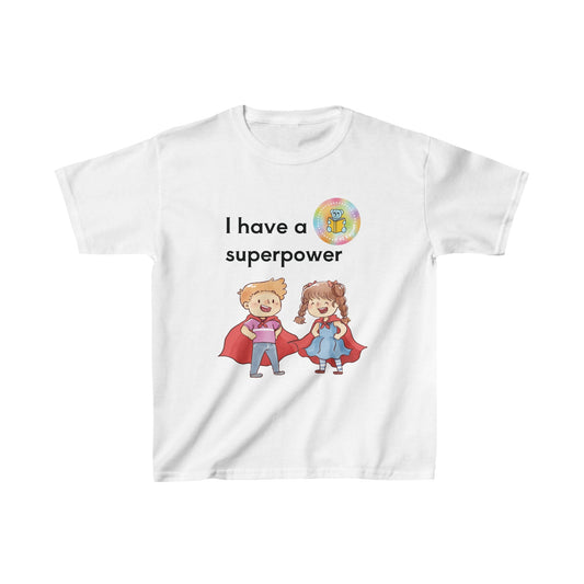 Kids I have SUPERPOWERS with Emily and Freddie characters t-shirt image 0