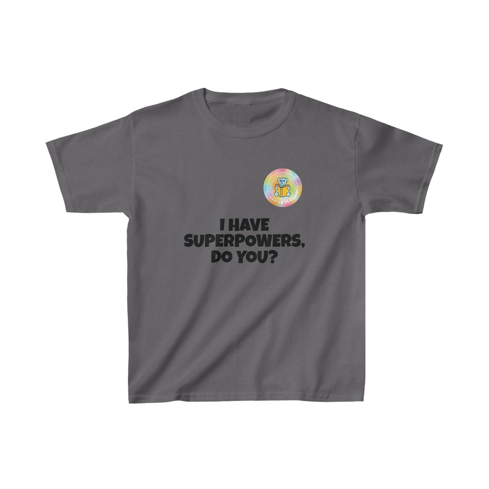 Kids I have superpowers, do you (plain text) t-shirt - S, Charcoal image