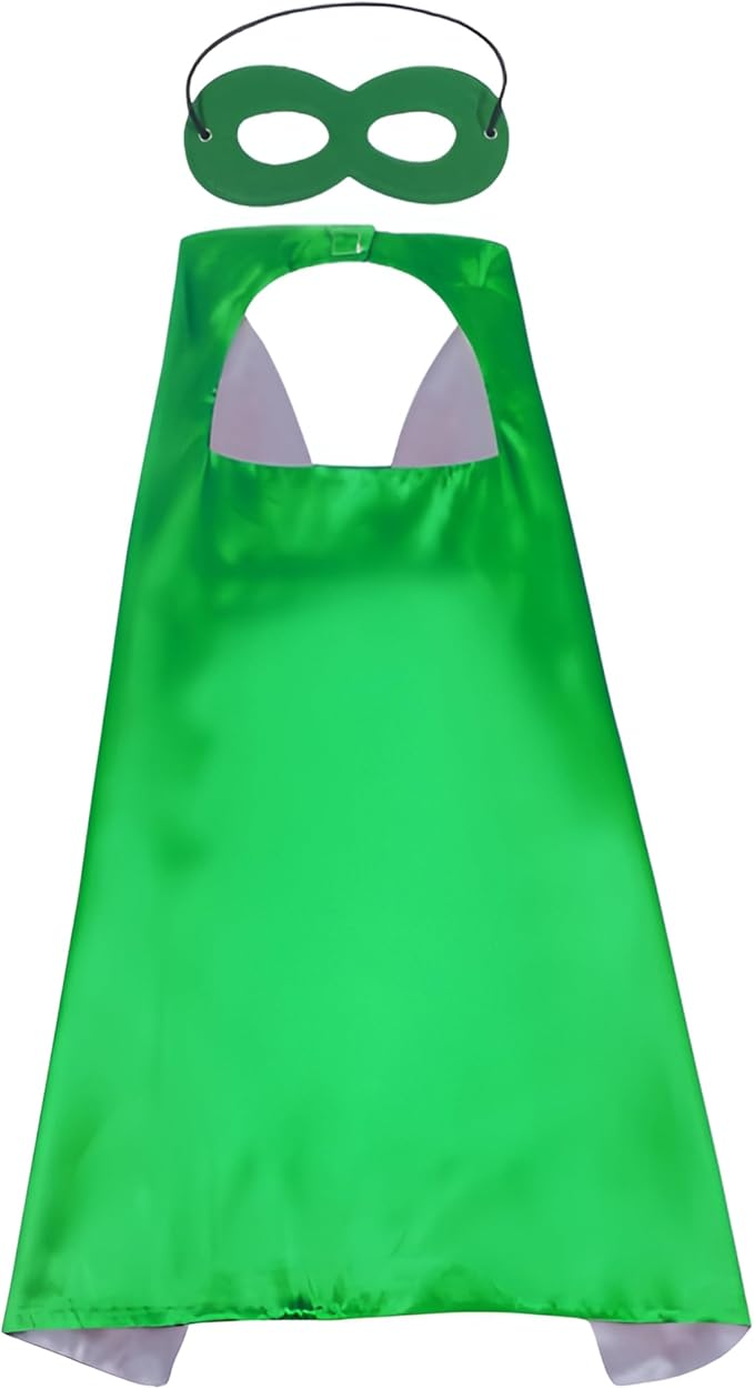 Kids superhero cape & mask - Green & Silver image