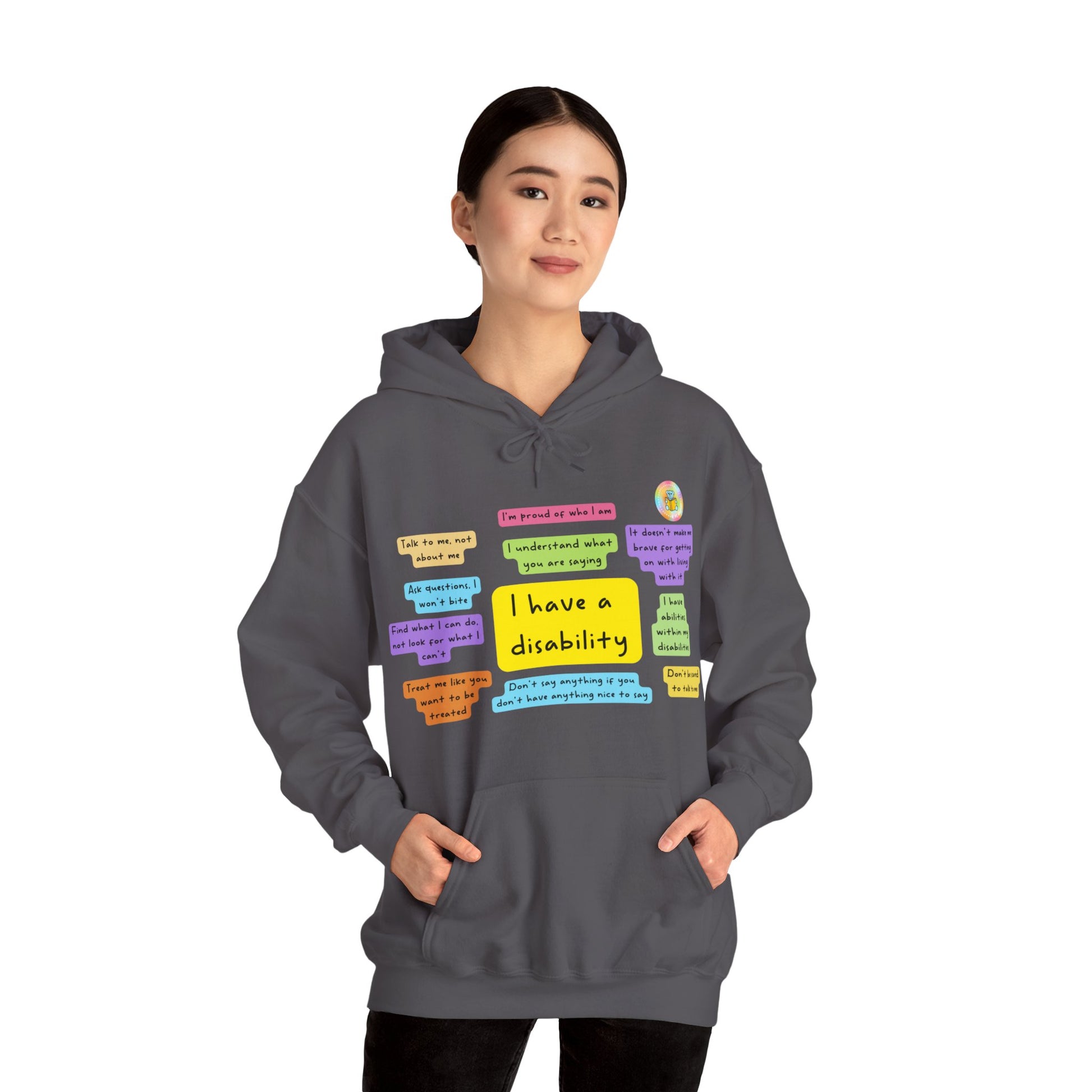 Unisex adult hoodie - I have a disability - front design image 3