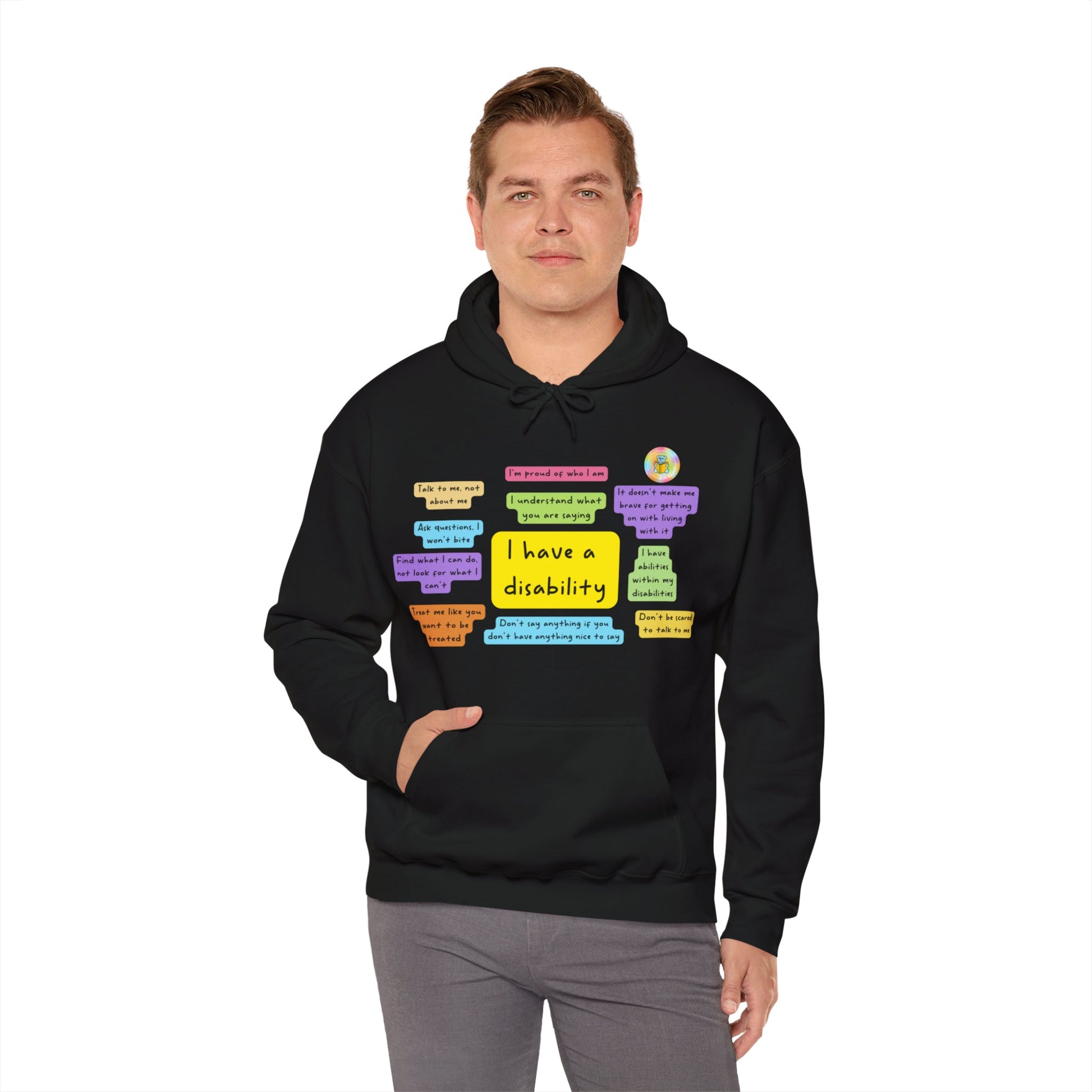 Unisex adult hoodie - I have a disability - front design image 32