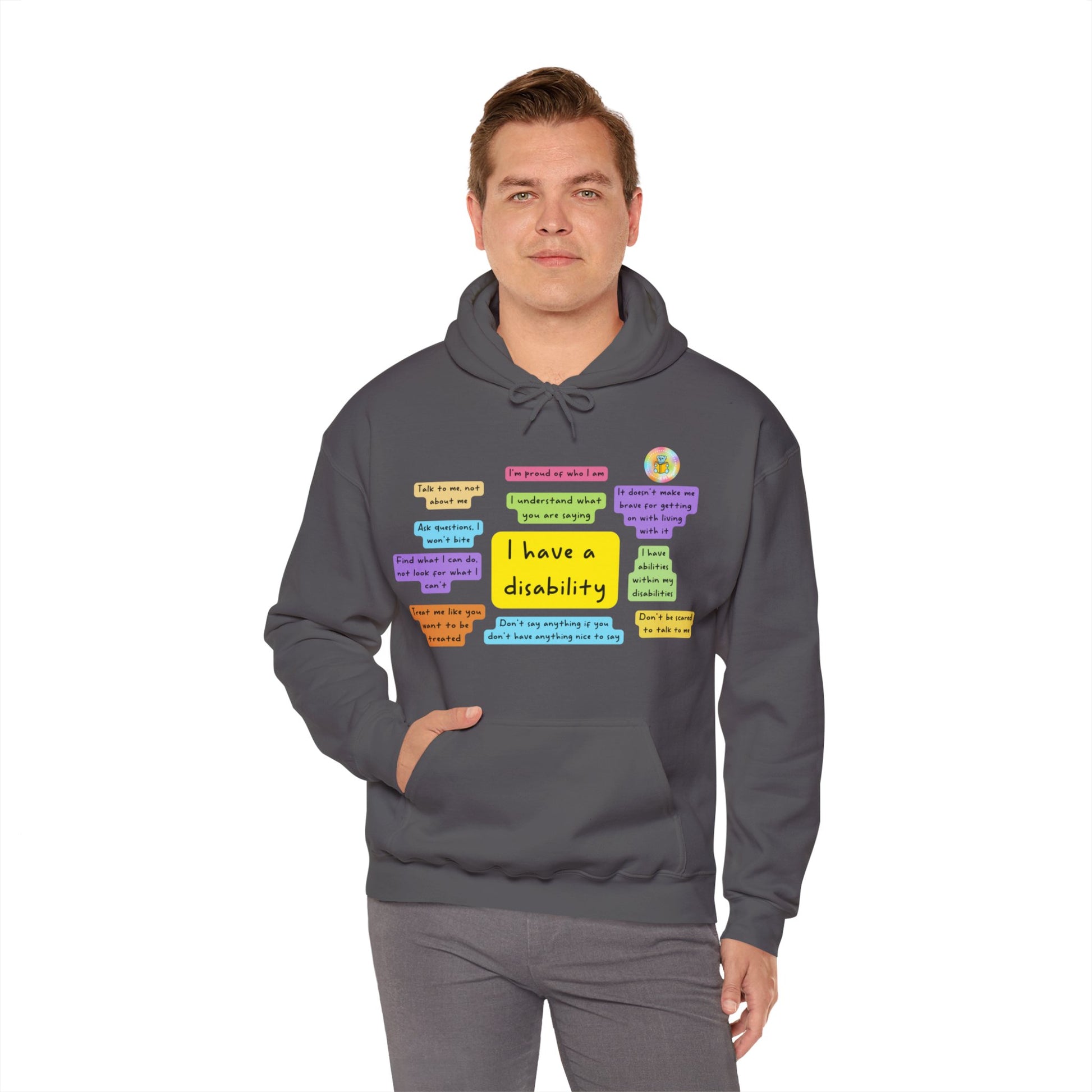 Unisex adult hoodie - I have a disability - front design image 6