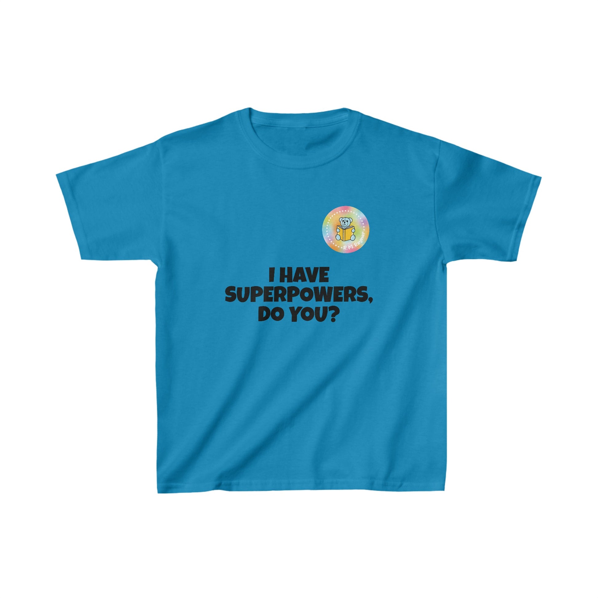 Kids I have superpowers, do you (plain text) t-shirt - M, Sapphire image