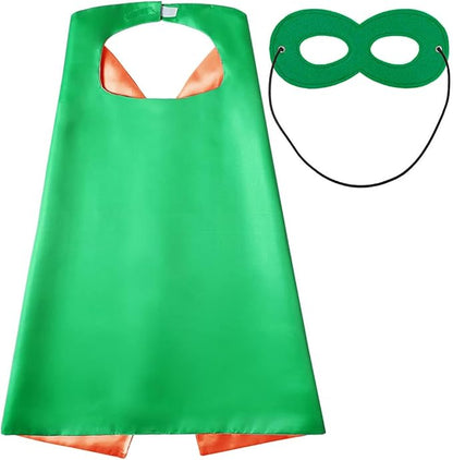 Kids superhero cape & mask - Green & Orange image