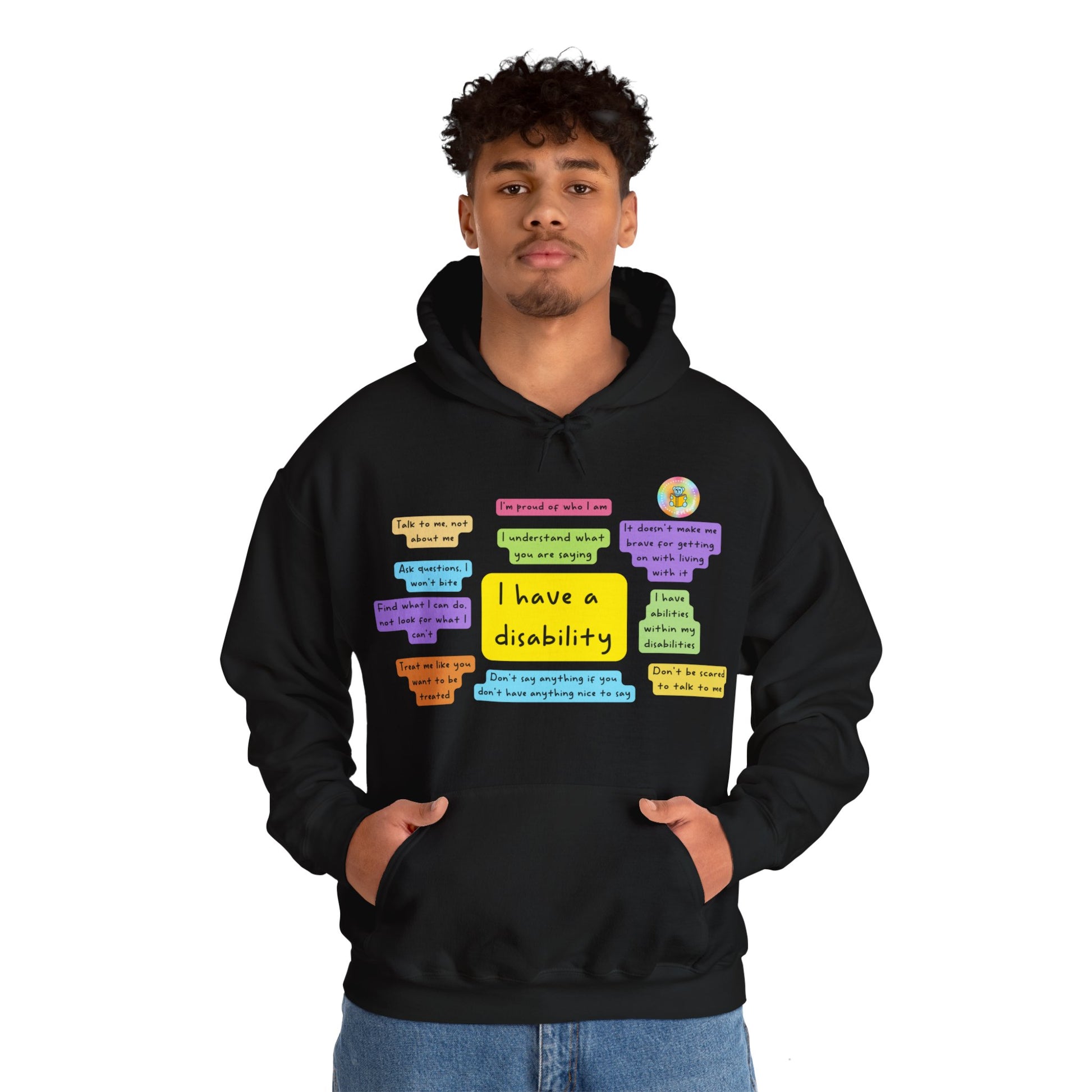 Unisex adult hoodie - I have a disability - front design image 30