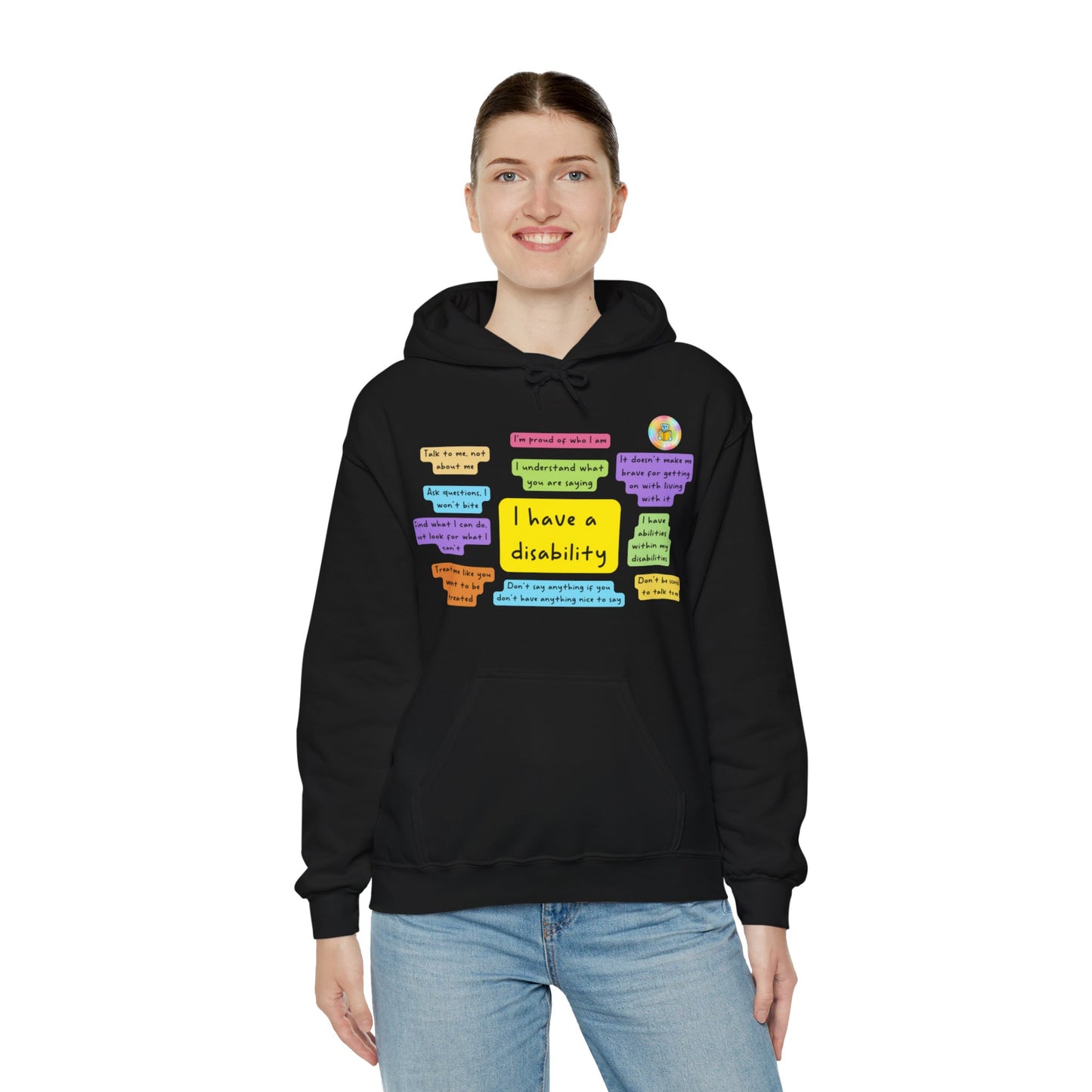Unisex adult hoodie - I have a disability - front design image 31