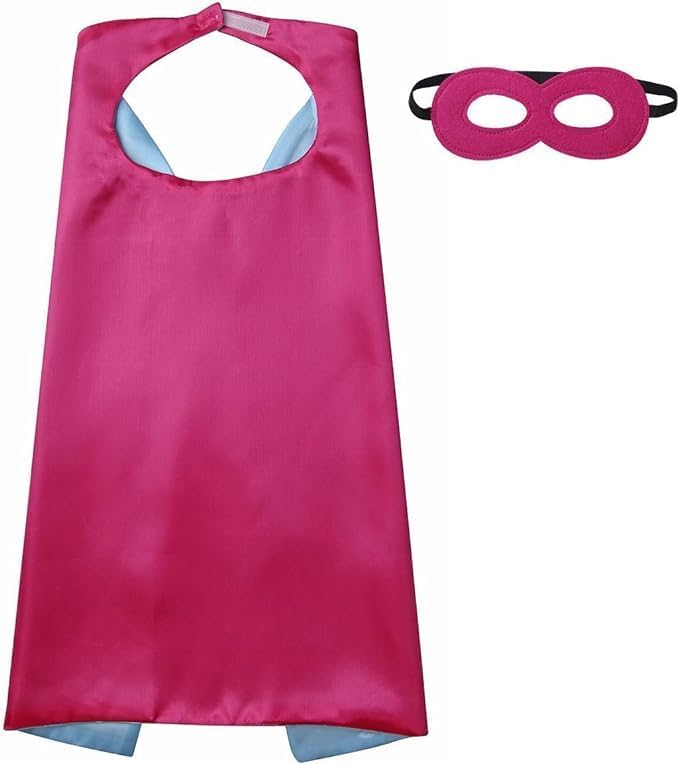 Kids superhero cape & mask - Light blue & Pink image
