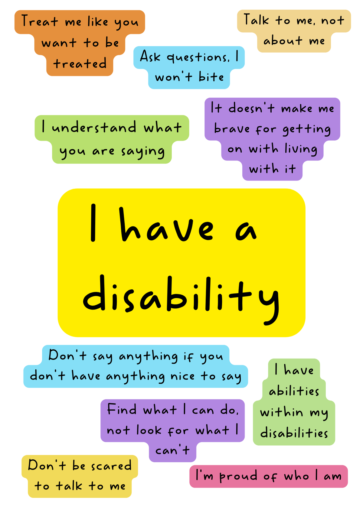 Close-up of original back-print artwork for adult and kids I Have a Disability hoodies